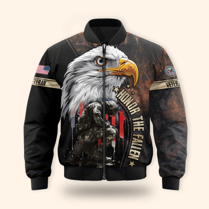 U.S. Veteran Hoodie – Eagle Design, Patriotic American Flag Zip Up MH2528