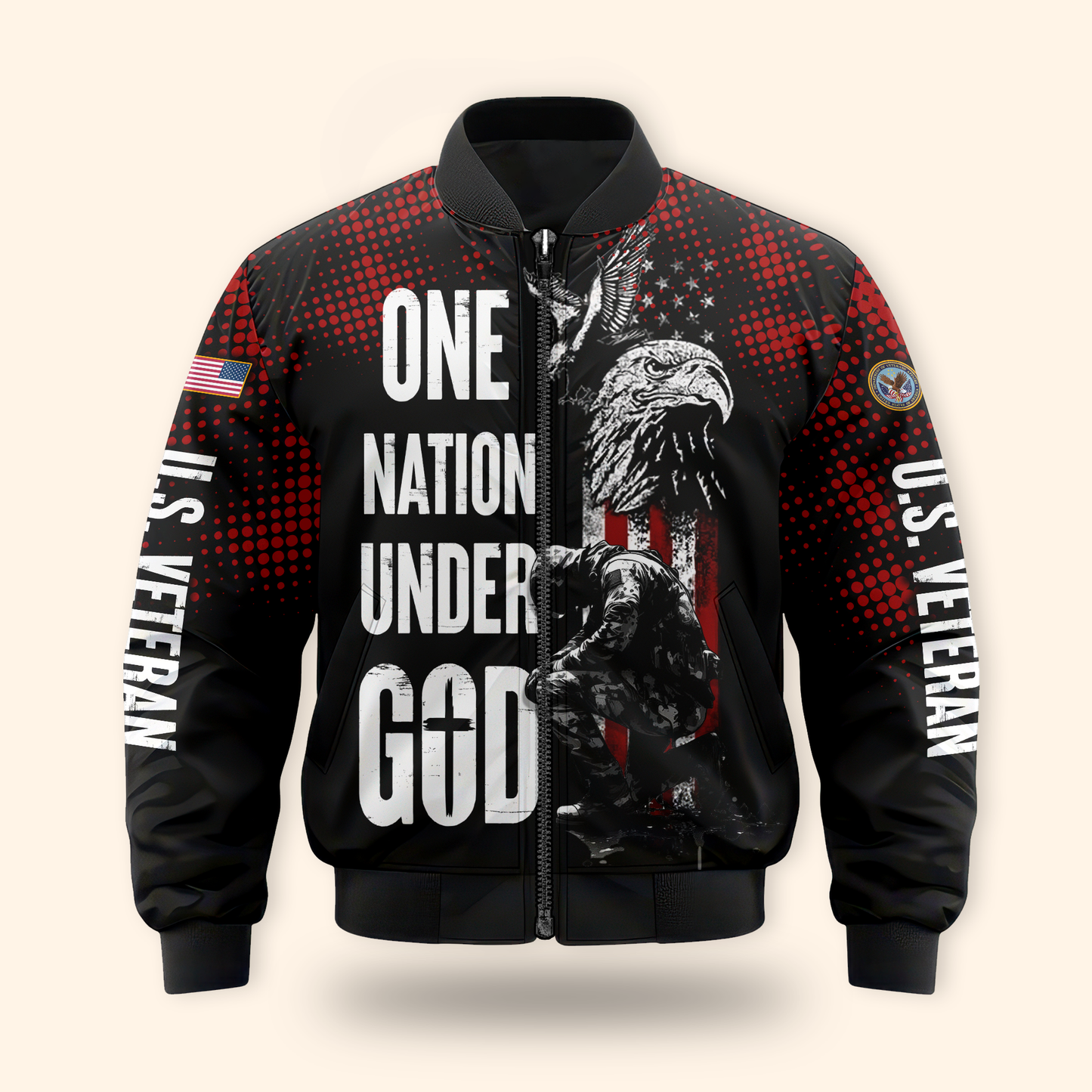 One Nation Under God Hoodie – U.S. Veteran American Flag Zip Up