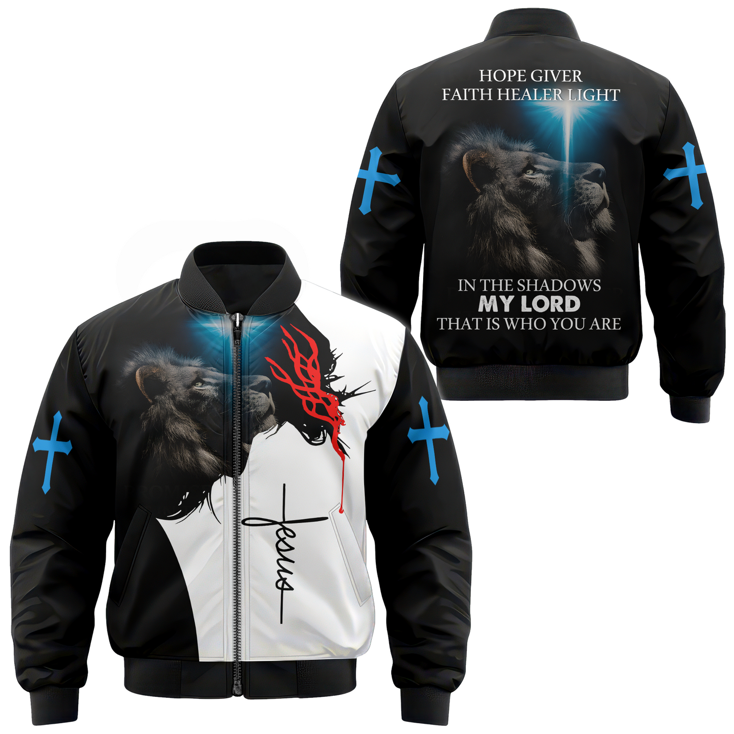 Jesus Lion and Cross Design – In the Shadows My Lord, Faith, Hope and Light