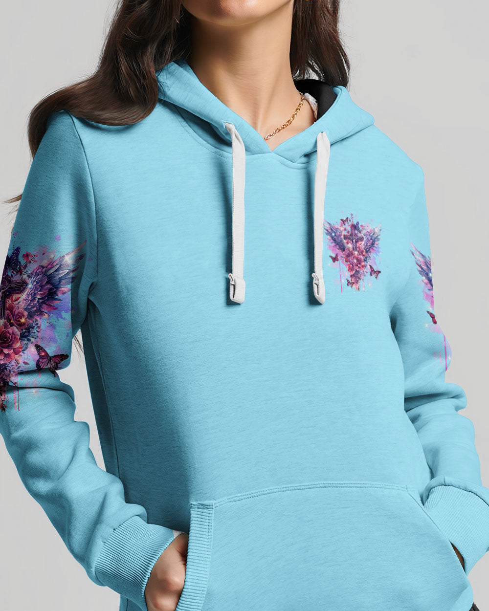 She Is Carried By His Grace Cross Wings Women's All Over Print Shirt - Tlnz0203244, easychoo.com