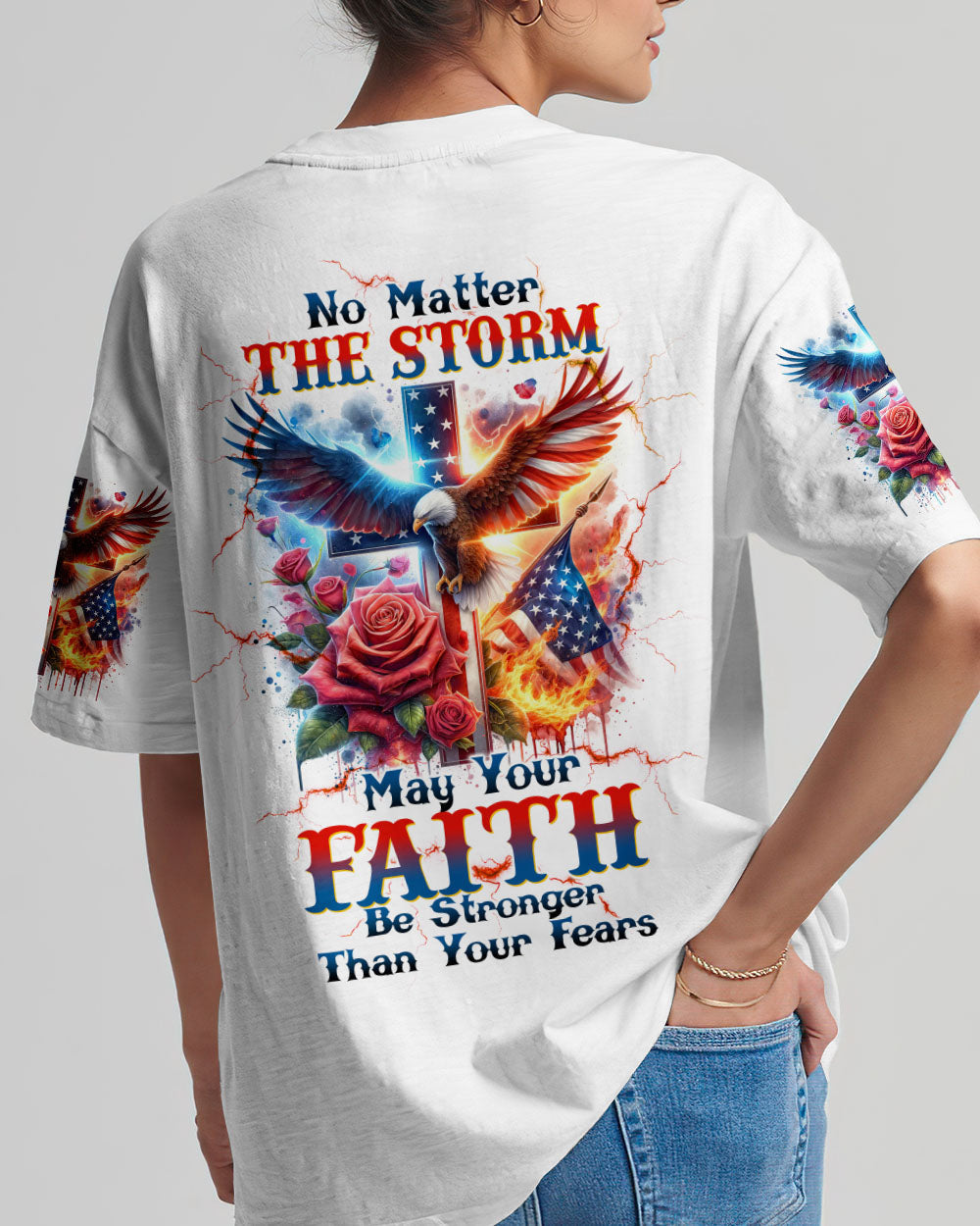 No Matter The Storm Eagle Rose Women's All Over Print Shirt - Tltw1502244, easychoo.com