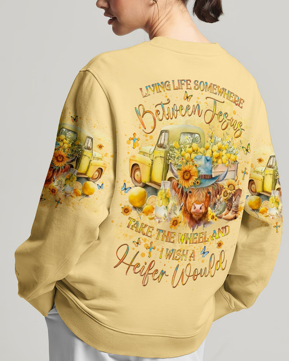 Living Life Somewhere Between Jesus Heifers Women's All Over Print Shirt - Yhlt1203242, easychoo.com