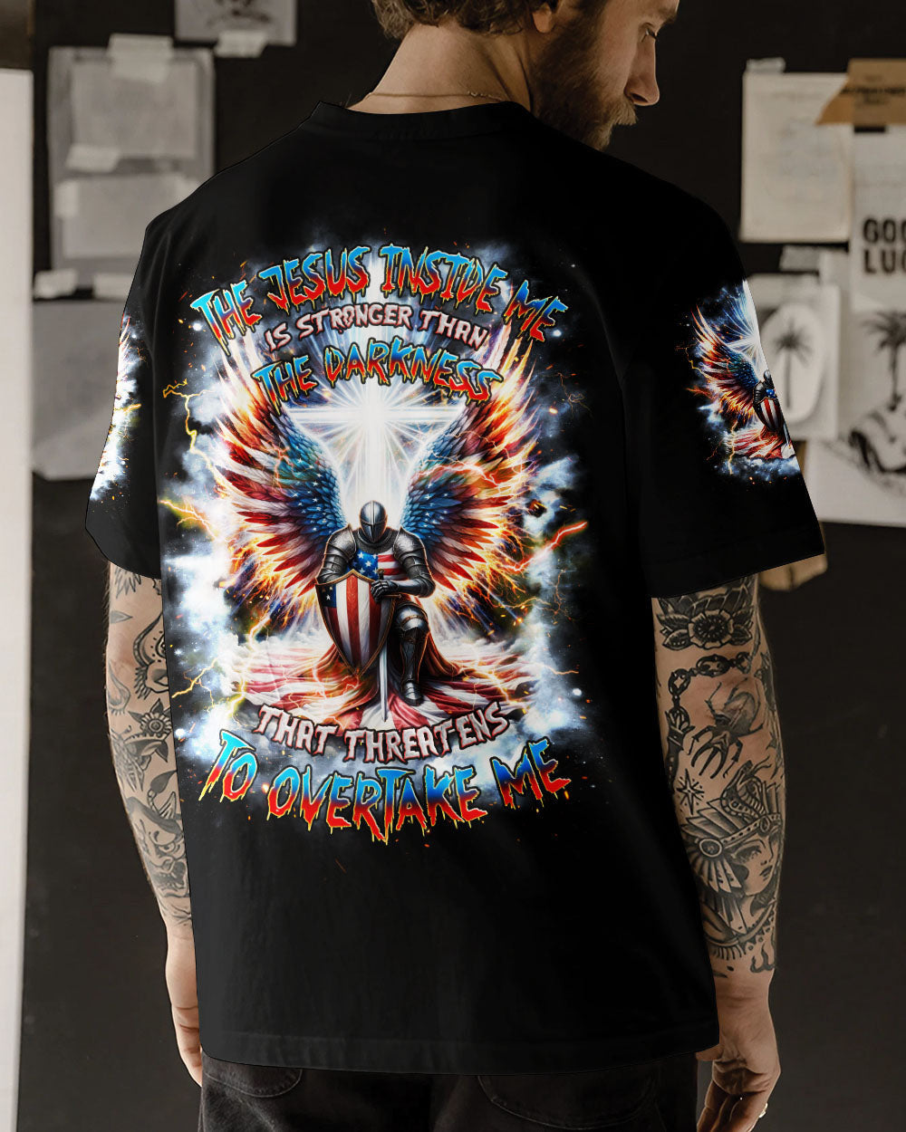 The Jesus Inside Me Is Stronger Warrior Men's All Over Print Shirt - Tlnz0603244, easychoo.com
