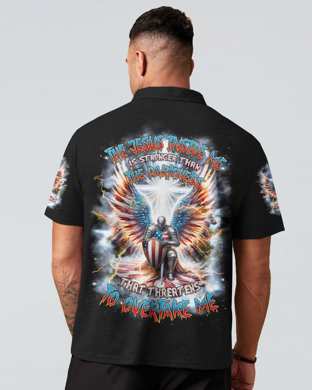 The Jesus Inside Me Is Stronger Warrior Men's All Over Print Shirt - Tlnz0603244, easychoo.com