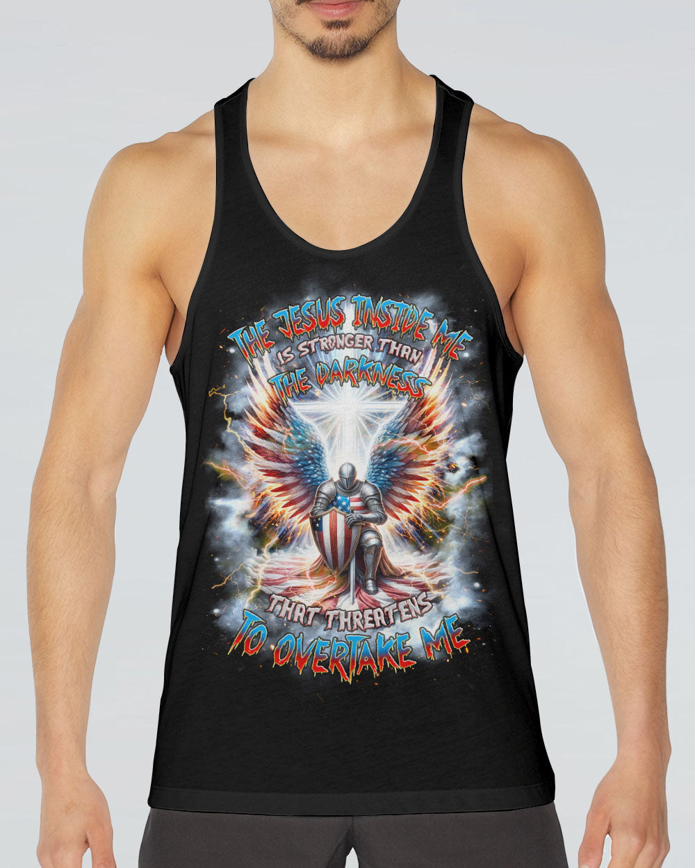 The Jesus Inside Me Is Stronger Warrior Men's All Over Print Shirt - Tlnz0603244, easychoo.com