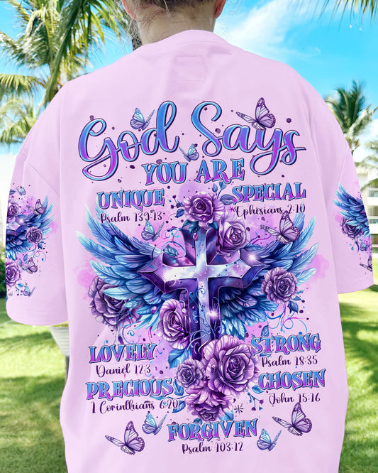 God Says You Are Cross Wings Women's All Over Print Shirt - Tltr2003244, easychoo.com