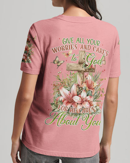 Give All Your Worries And Cares To God Women's All Over Print Shirt - Tyqy2703242, easychoo.com