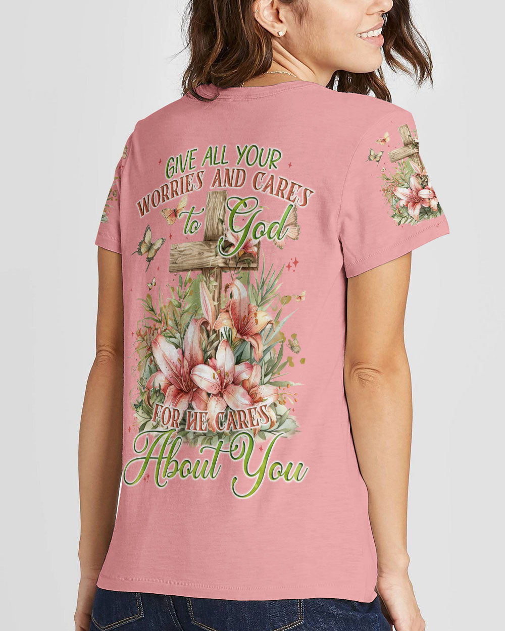 Give All Your Worries And Cares To God Women's All Over Print Shirt - Tyqy2703242, easychoo.com