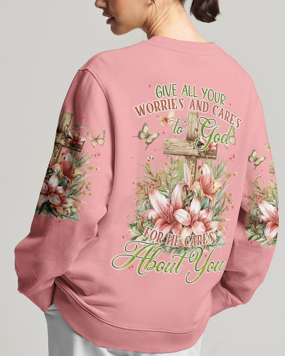 Give All Your Worries And Cares To God Women's All Over Print Shirt - Tyqy2703242, easychoo.com