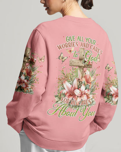 Give All Your Worries And Cares To God Women's All Over Print Shirt - Tyqy2703242, easychoo.com