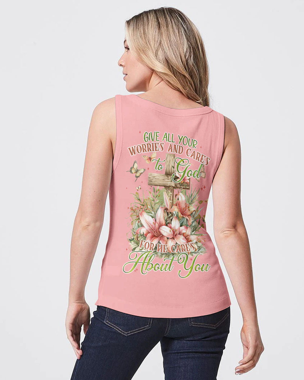 Give All Your Worries And Cares To God Women's All Over Print Shirt - Tyqy2703242, easychoo.com