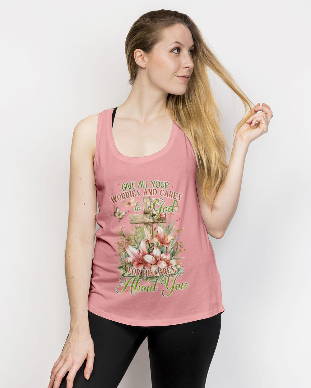 Give All Your Worries And Cares To God Women's All Over Print Shirt - Tyqy2703242, easychoo.com