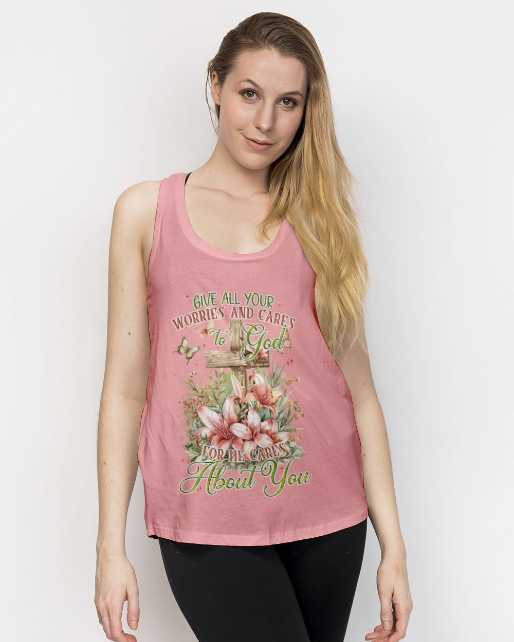 Give All Your Worries And Cares To God Women's All Over Print Shirt - Tyqy2703242, easychoo.com