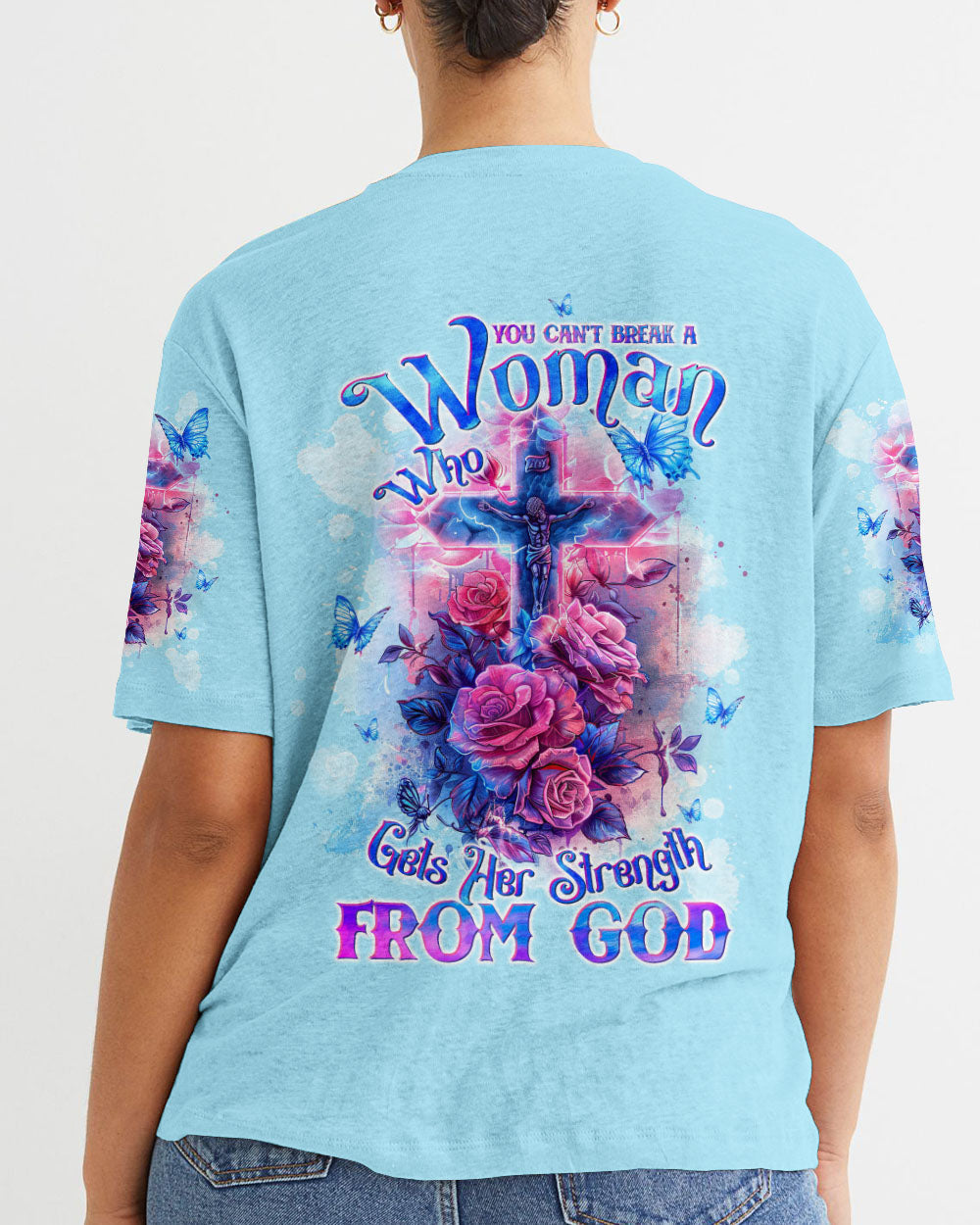 You Can't Break A Woman Cross Rose Women's All Over Print Shirt - Tltw1803242, easychoo.com