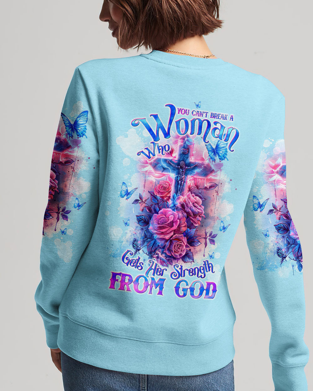 You Can't Break A Woman Cross Rose Women's All Over Print Shirt - Tltw1803242, easychoo.com