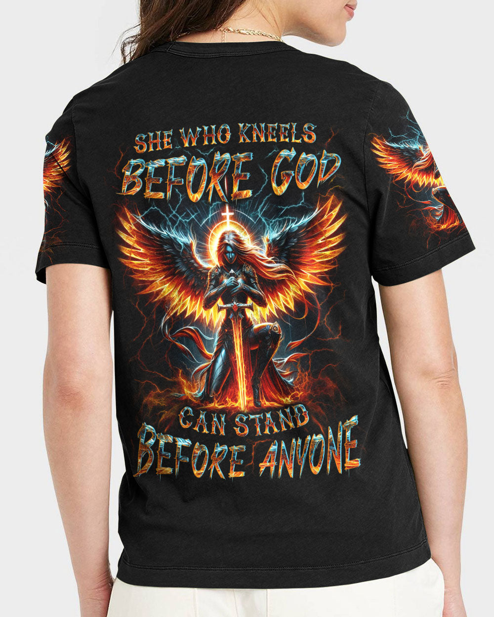 She Who Kneels Before God Warrior Women's All Over Print Shirt - Yhln1602242, easychoo.com