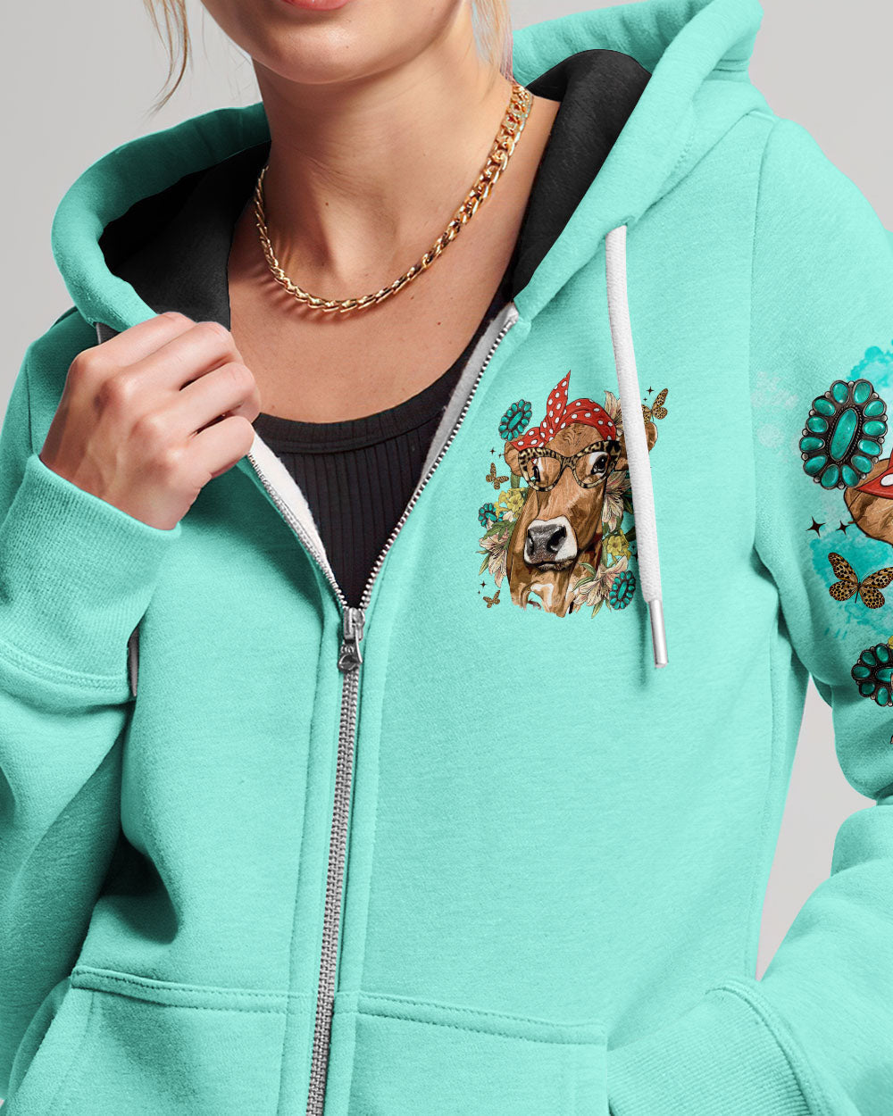 Living Life Somewhere Between Jesus Cow Women's All Over Print Shirt - Tltr2311233, easychoo.com