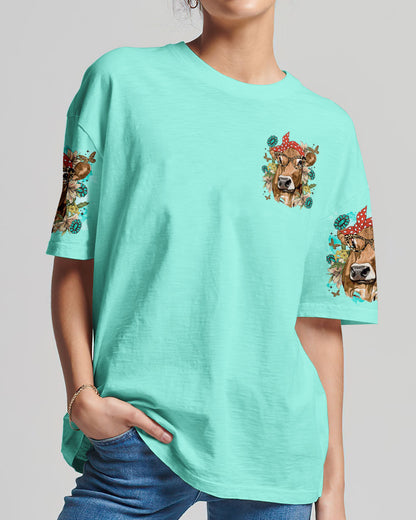 Living Life Somewhere Between Jesus Cow Women's All Over Print Shirt - Tltr2311233, easychoo.com