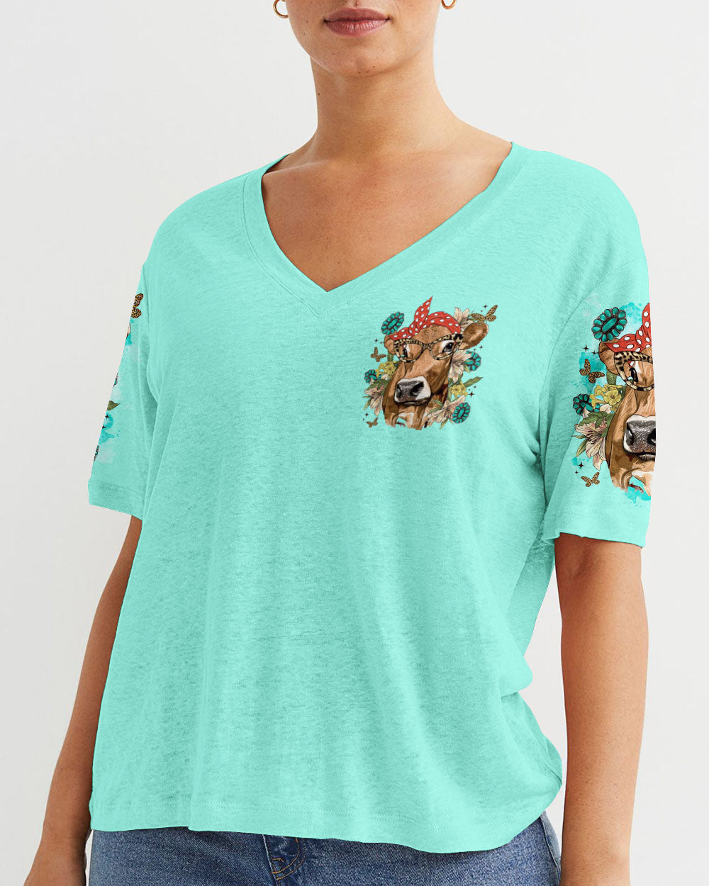 Living Life Somewhere Between Jesus Cow Women's All Over Print Shirt - Tltr2311233, easychoo.com