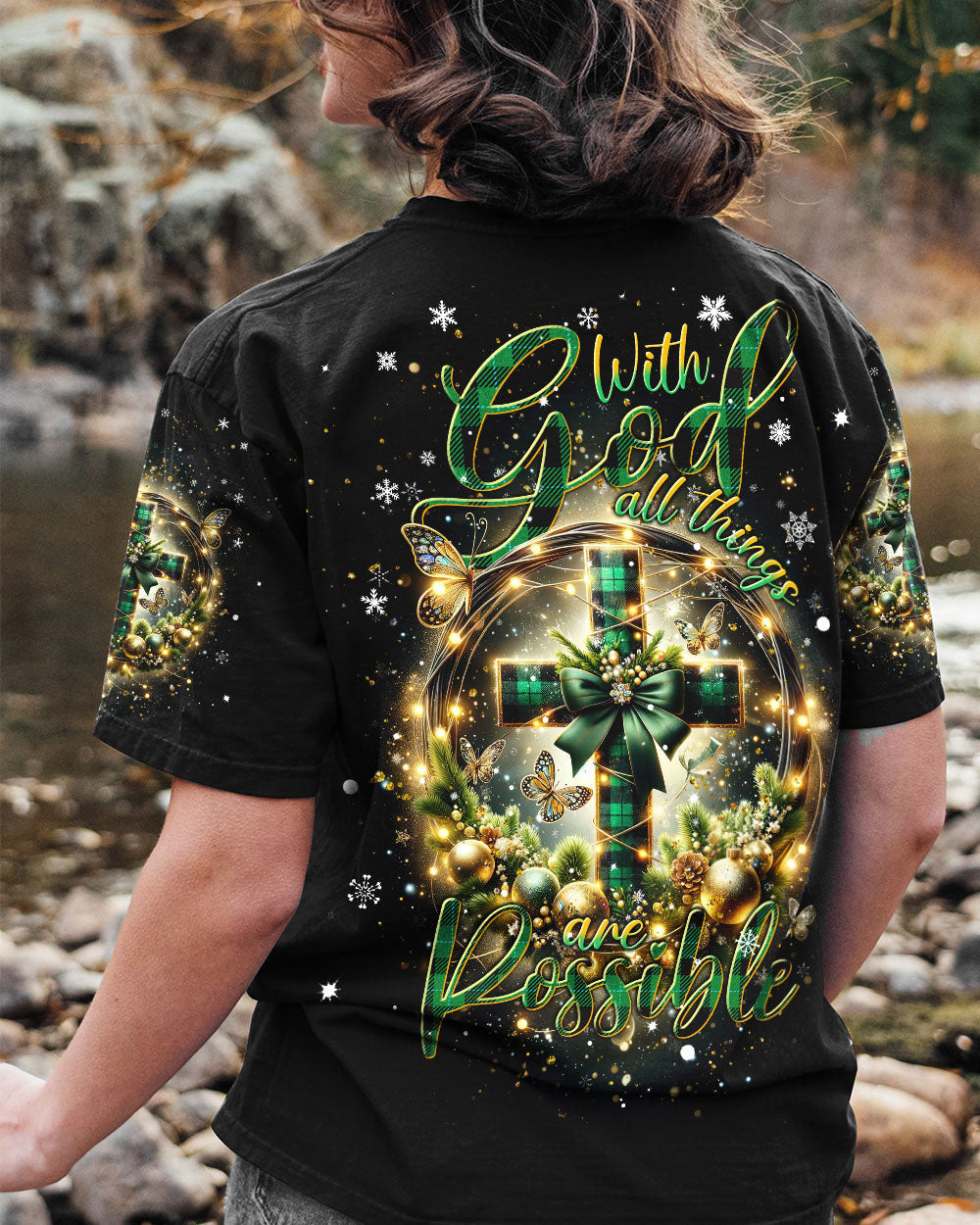 With God All Things Are Possible Christmas Women's All Over Print Shirt - Tlnt0111232, easychoo.com