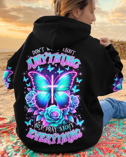 Pray About Everything Butterfly Women's All Over Print Shirt - Tlnz2901243, easychoo.com