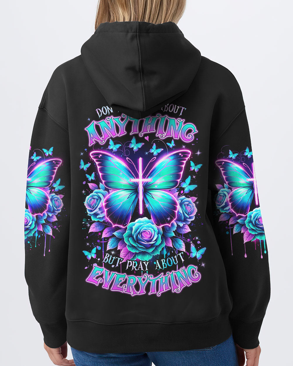 Pray About Everything Butterfly Women's All Over Print Shirt - Tlnz2901243, easychoo.com