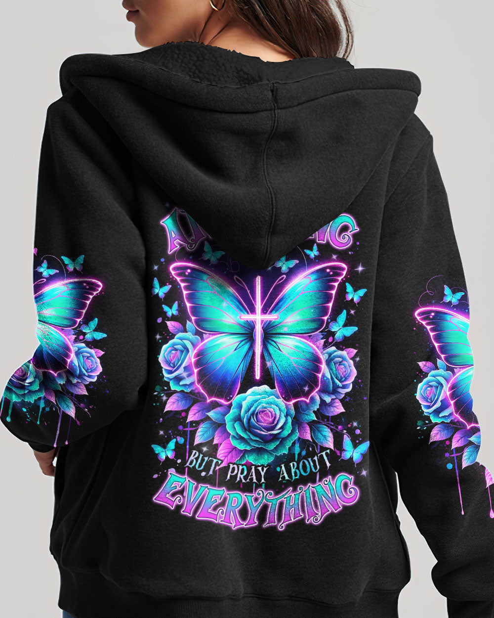 Pray About Everything Butterfly Women's All Over Print Shirt - Tlnz2901243, easychoo.com