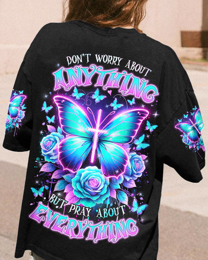 Pray About Everything Butterfly Women's All Over Print Shirt - Tlnz2901243, easychoo.com