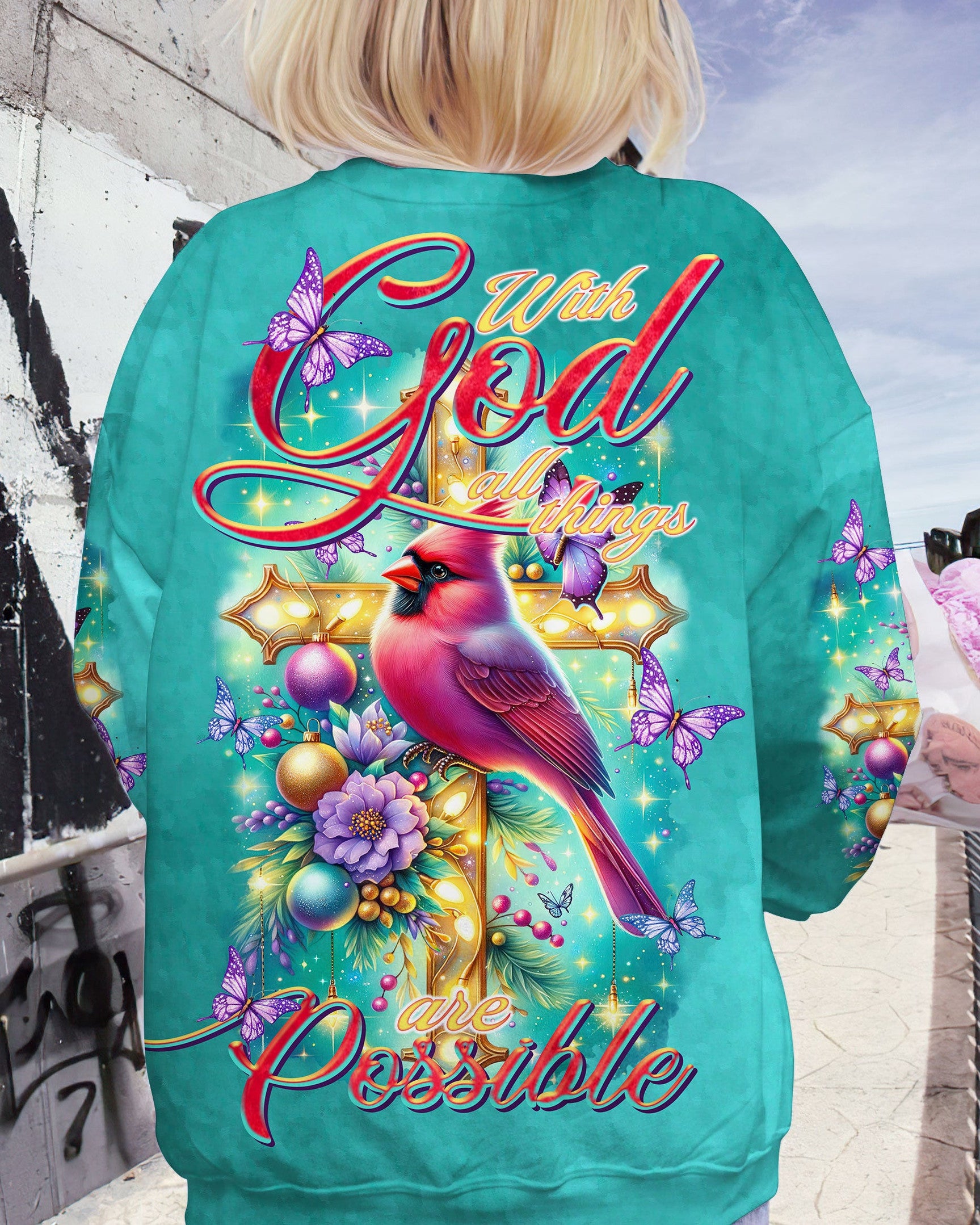 With God All Things Are Possible Cardinal Christmas Women's All Over Print Shirt - Tltr3010234, easychoo.com