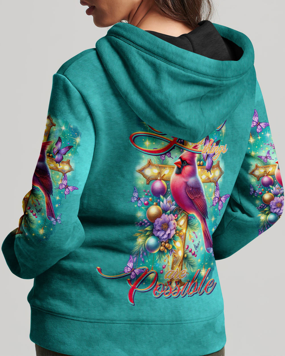 With God All Things Are Possible Cardinal Christmas Women's All Over Print Shirt - Tltr3010234, easychoo.com
