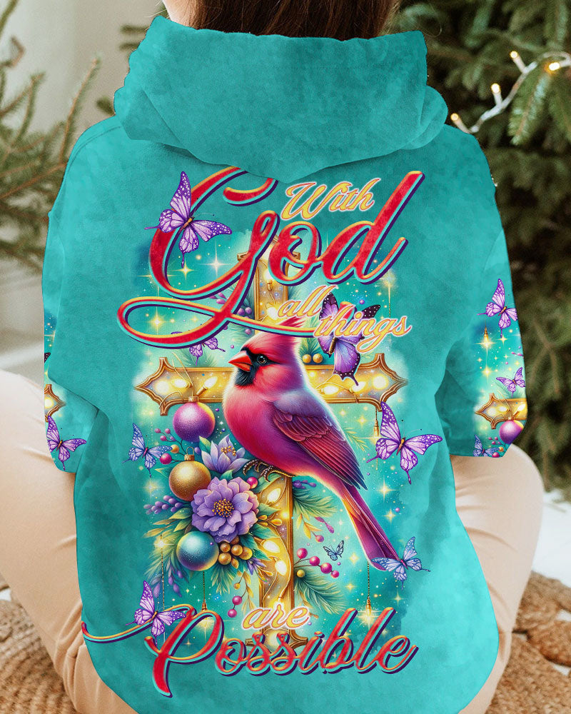 With God All Things Are Possible Cardinal Christmas Women's All Over Print Shirt - Tltr3010234, easychoo.com