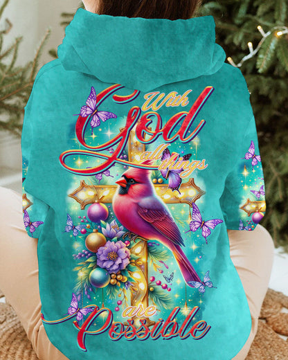 With God All Things Are Possible Cardinal Christmas Women's All Over Print Shirt - Tltr3010234, easychoo.com