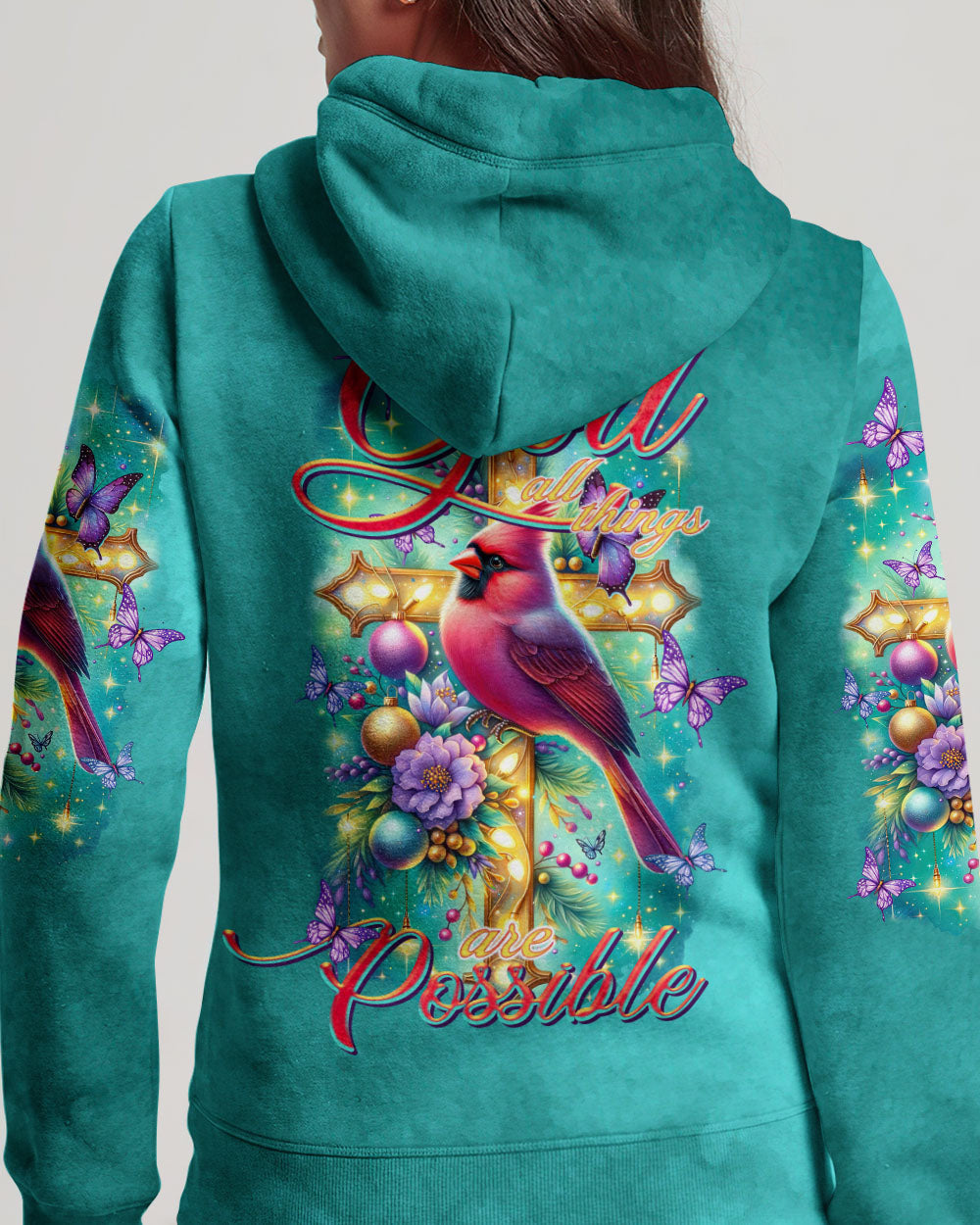 With God All Things Are Possible Cardinal Christmas Women's All Over Print Shirt - Tltr3010234, easychoo.com