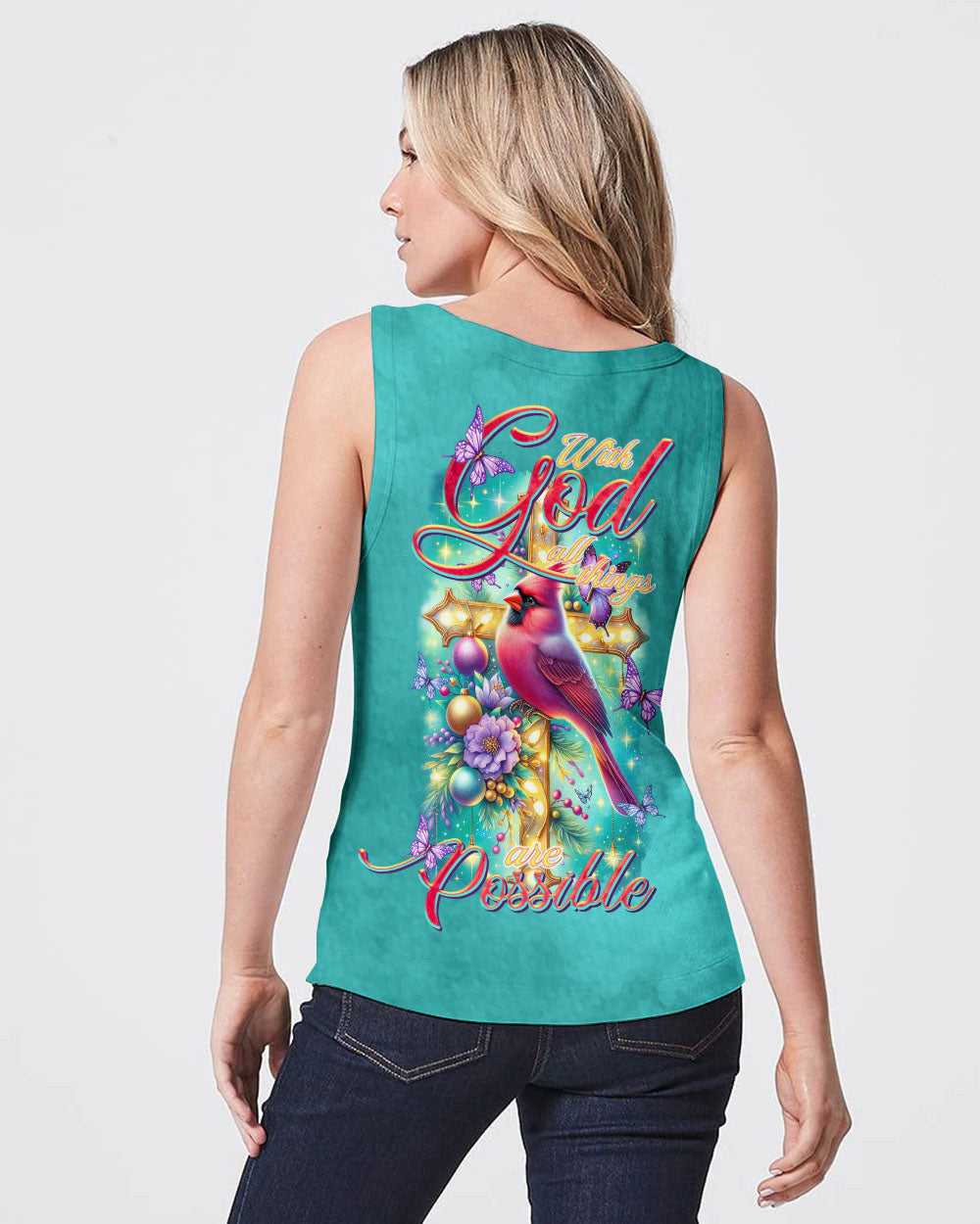 With God All Things Are Possible Cardinal Christmas Women's All Over Print Shirt - Tltr3010234, easychoo.com
