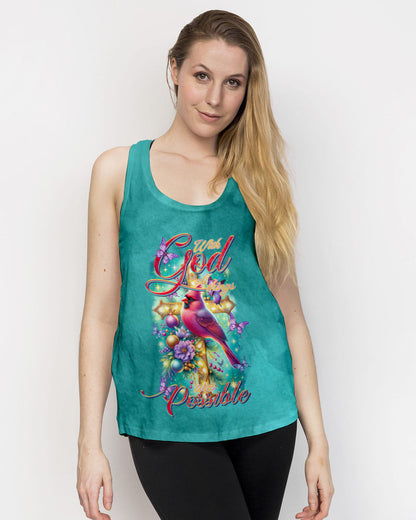 With God All Things Are Possible Cardinal Christmas Women's All Over Print Shirt - Tltr3010234, easychoo.com