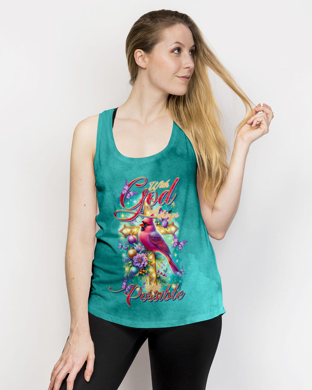 With God All Things Are Possible Cardinal Christmas Women's All Over Print Shirt - Tltr3010234, easychoo.com