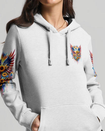 I Can Do All Things Through Christ Wings Sunflower Women's All Over Print Shirt - Tlnz1412234, easychoo.com