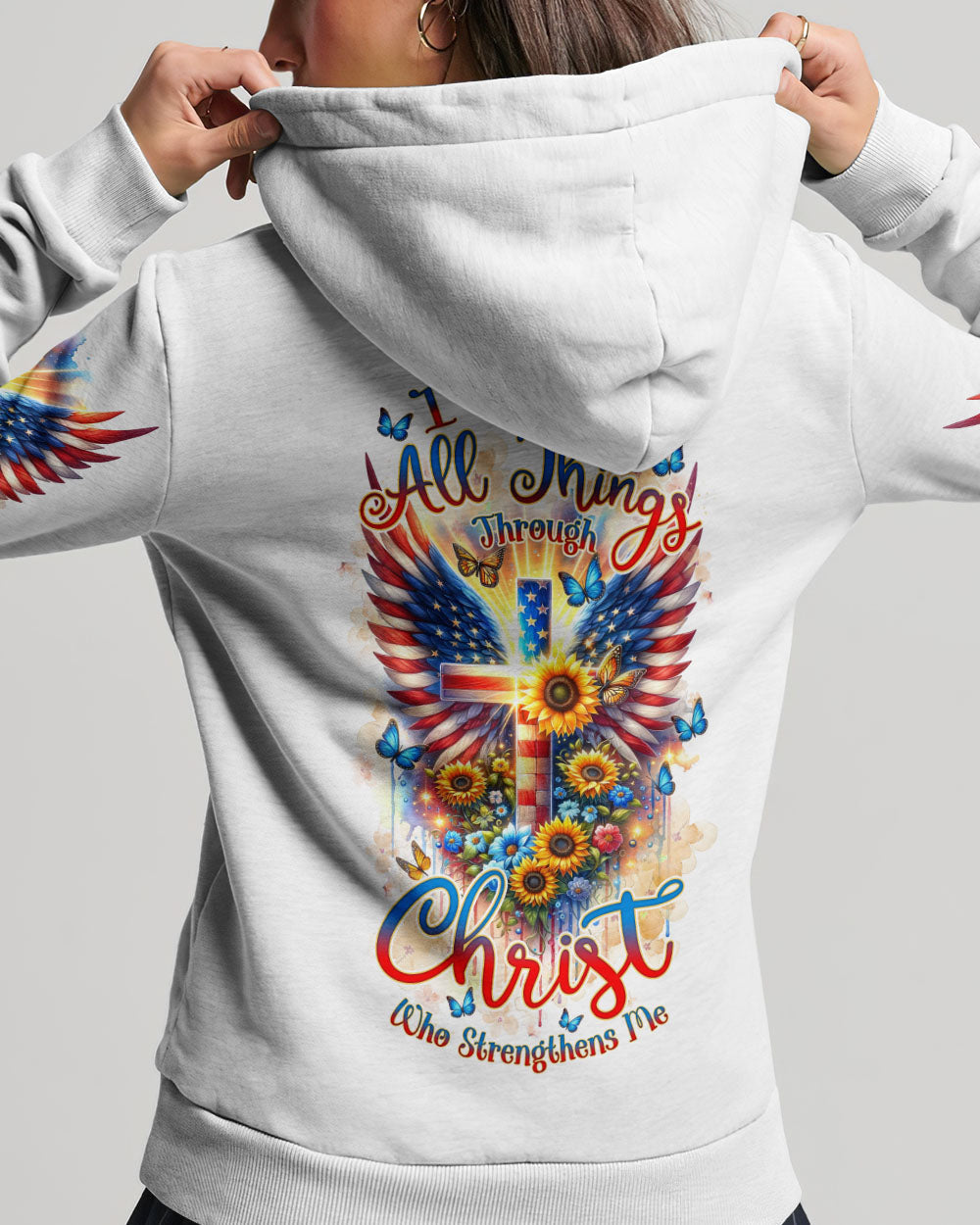 I Can Do All Things Through Christ Wings Sunflower Women's All Over Print Shirt - Tlnz1412234, easychoo.com
