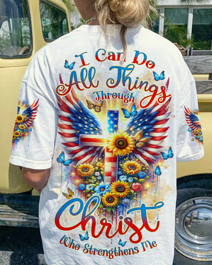 I Can Do All Things Through Christ Wings Sunflower Women's All Over Print Shirt - Tlnz1412234, easychoo.com