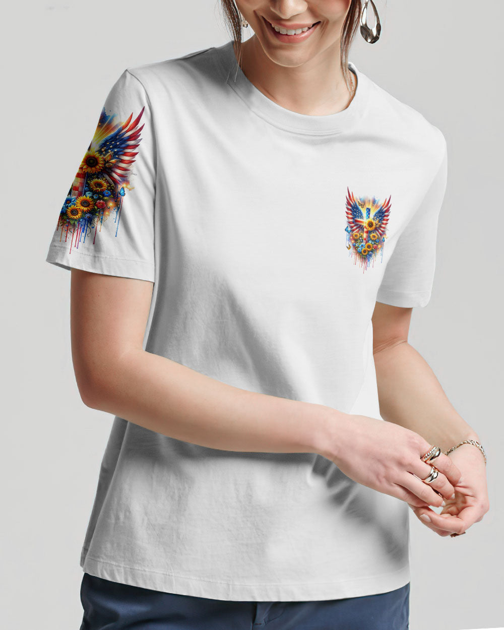 I Can Do All Things Through Christ Wings Sunflower Women's All Over Print Shirt - Tlnz1412234, easychoo.com