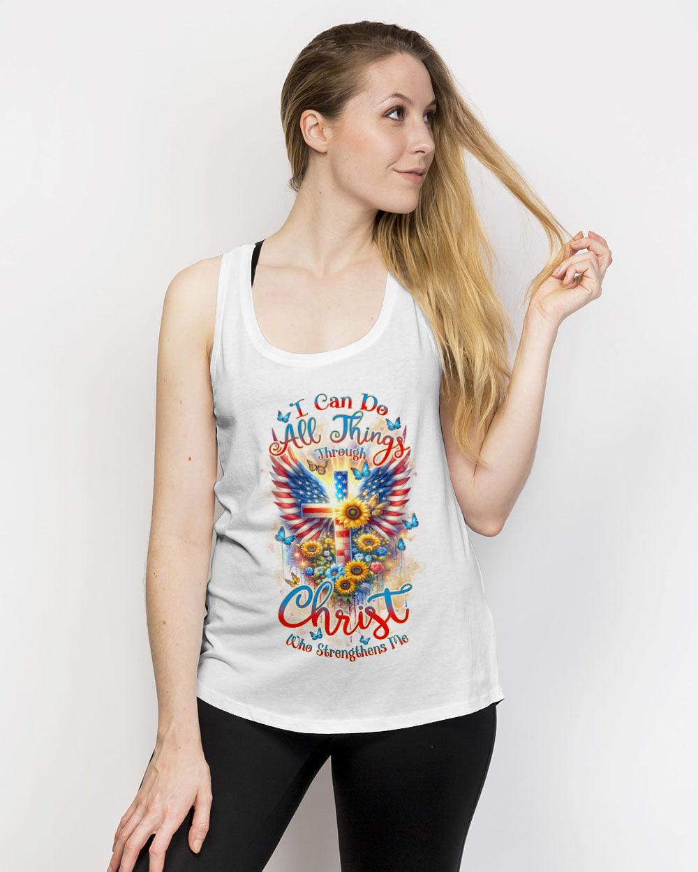 I Can Do All Things Through Christ Wings Sunflower Women's All Over Print Shirt - Tlnz1412234, easychoo.com