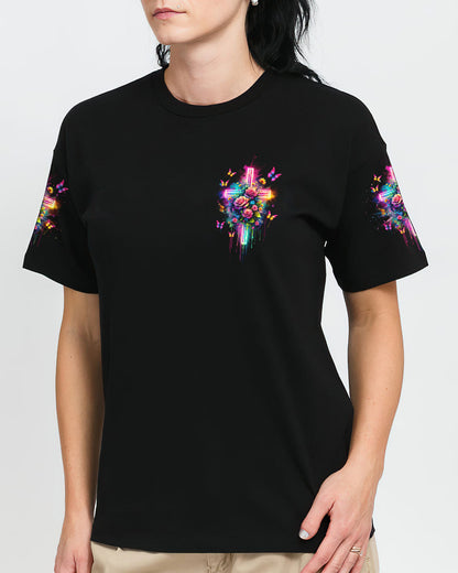 I Can Do All Things Through Christ Cross Rose Women's All Over Print Shirt - Tlno0901243, easychoo.com