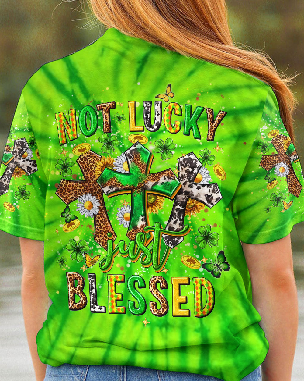Not Lucky Just Blessed St Patrick's Day Women's All Over Print Shirt - Yhhn2501243, easychoo.com
