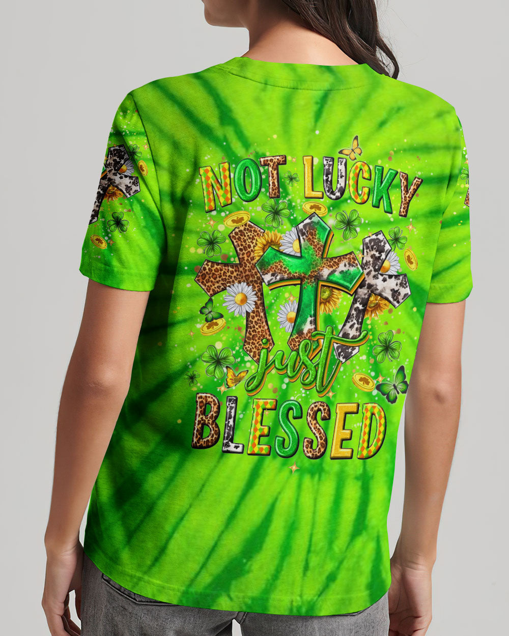 Not Lucky Just Blessed St Patrick's Day Women's All Over Print Shirt - Yhhn2501243, easychoo.com