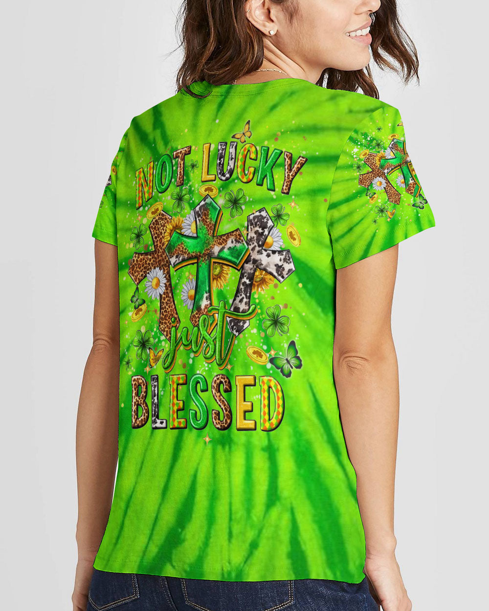 Not Lucky Just Blessed St Patrick's Day Women's All Over Print Shirt - Yhhn2501243, easychoo.com