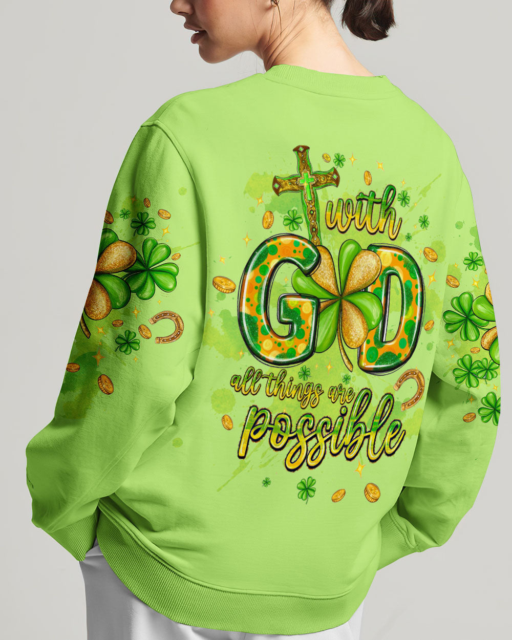 With God All Things Are Possible Patrick's Day Women's All Over Print Shirt - Tltw0301245, easychoo.com