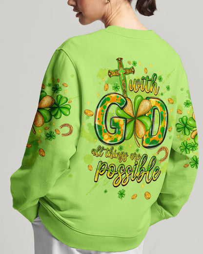 With God All Things Are Possible Patrick's Day Women's All Over Print Shirt - Tltw0301245, easychoo.com