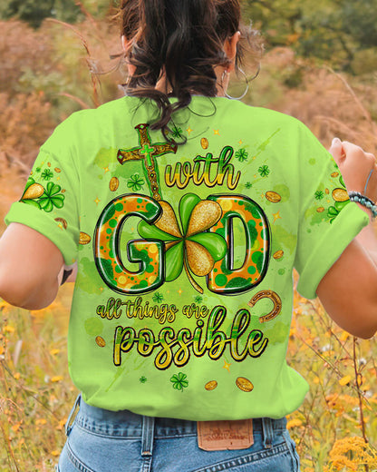 With God All Things Are Possible Patrick's Day Women's All Over Print Shirt - Tltw0301245, easychoo.com