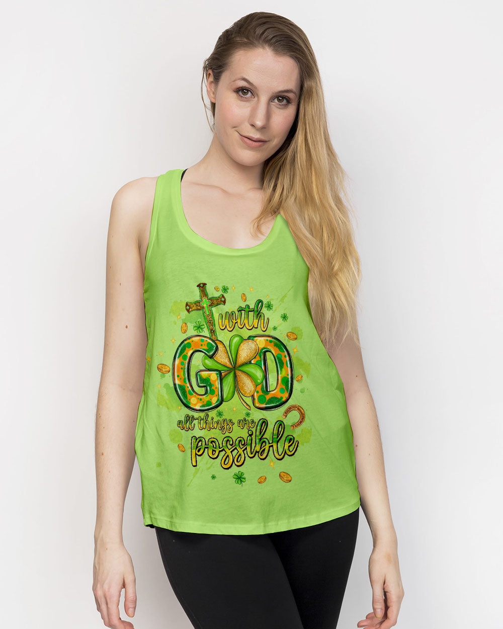 With God All Things Are Possible Patrick's Day Women's All Over Print Shirt - Tltw0301245, easychoo.com