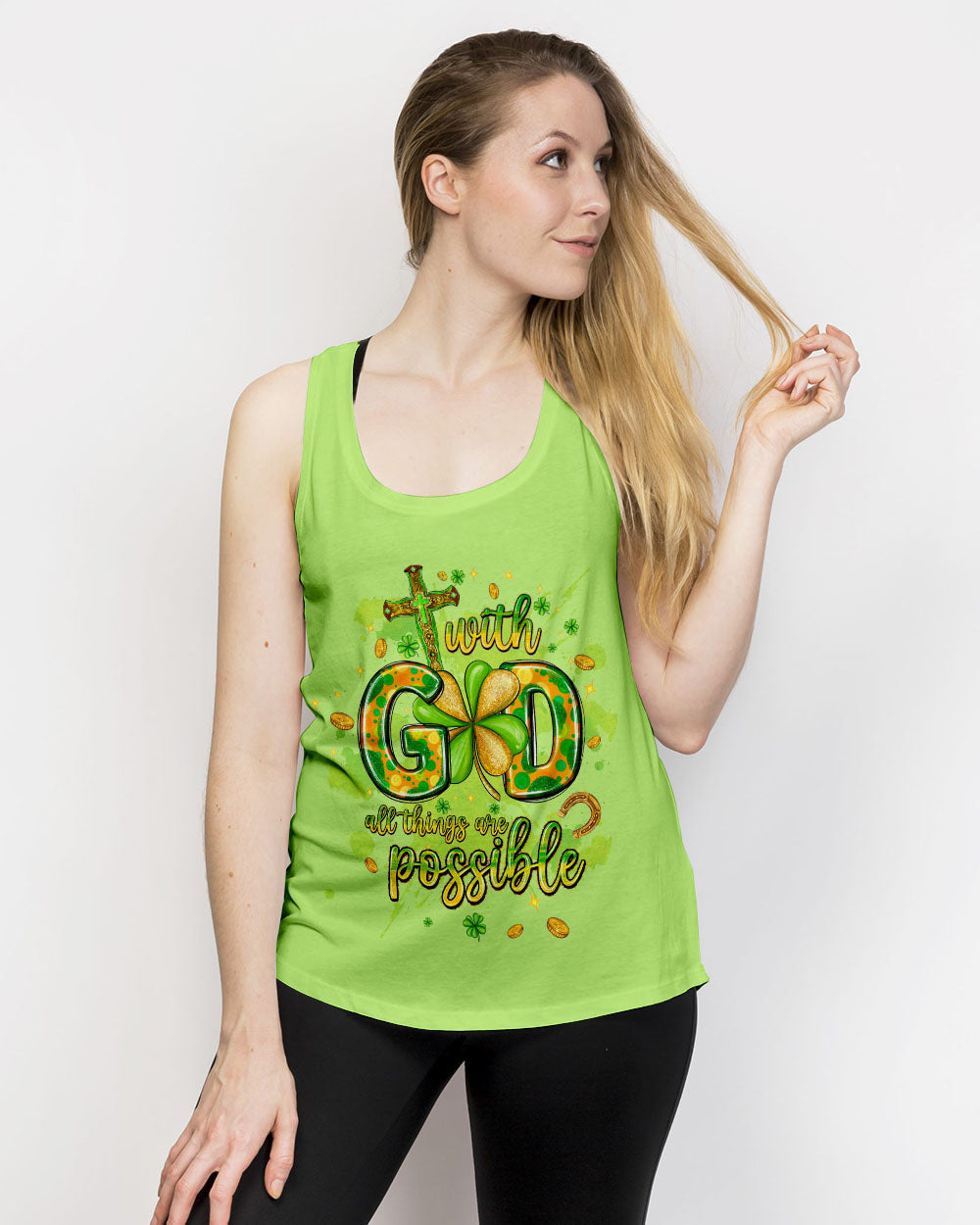 With God All Things Are Possible Patrick's Day Women's All Over Print Shirt - Tltw0301245, easychoo.com